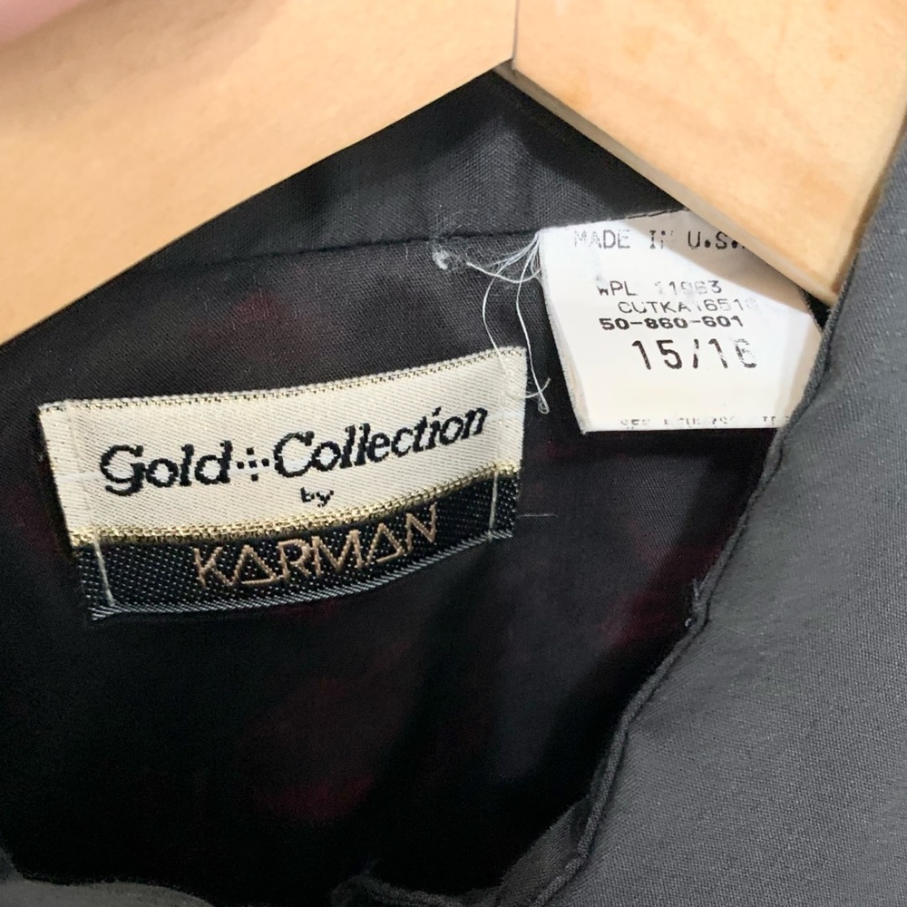 Karman Western Vintage Kenny Roger’s Shirt Black Floral - Womens 15/16 - L - Picture 8 of 10